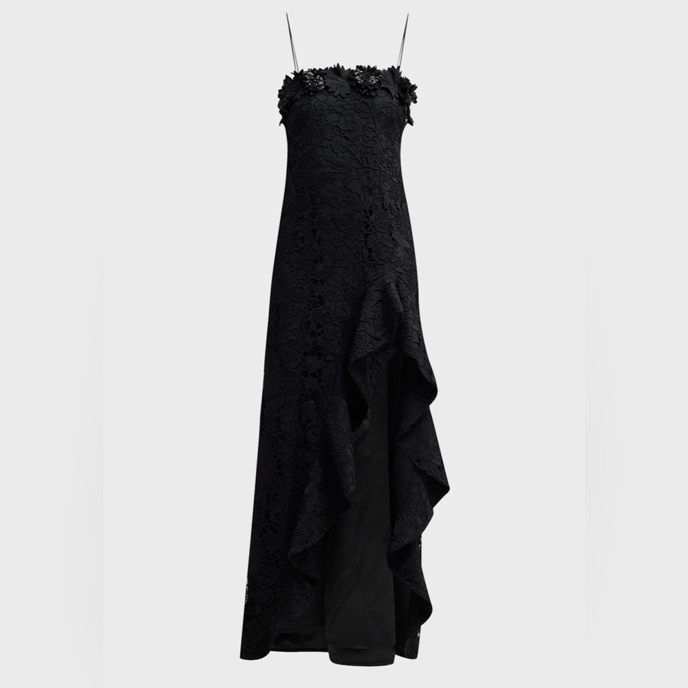 Ungaro Eva High Low Square Neck Floral Lace Gown - Picture 4 of 16